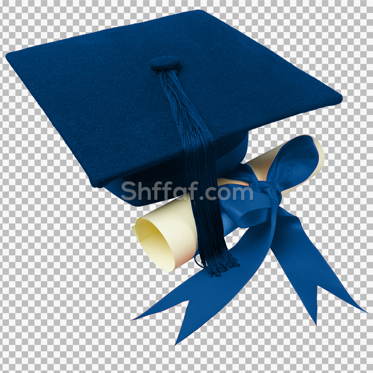 قبعة التخرج وشهادة التخرج لون كحلي graduation cap and certificate png