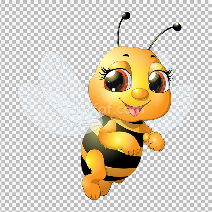 صورة نحلة كرتون ملكة النحل لون اصفر royal bee png