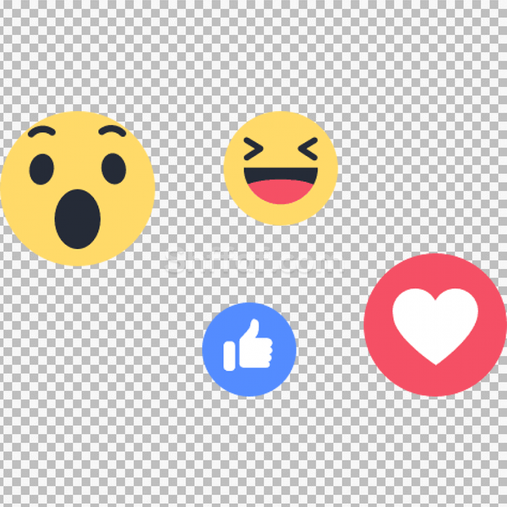 ايقونات تفاعل فيسبوك قلب لايك ضحك استغراب fb reactions png