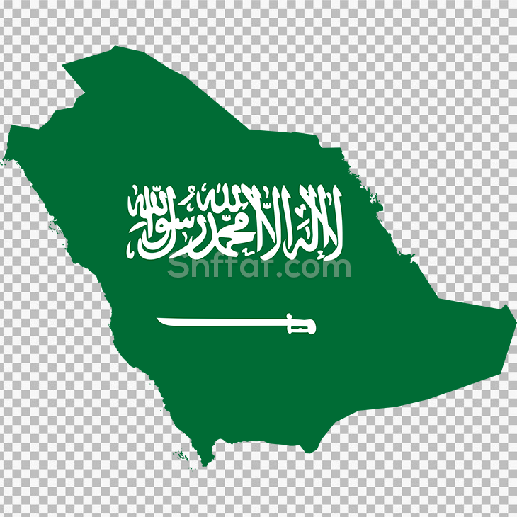 خريطة السعودية اخضر مع العلم بدون خلفية saudia map png