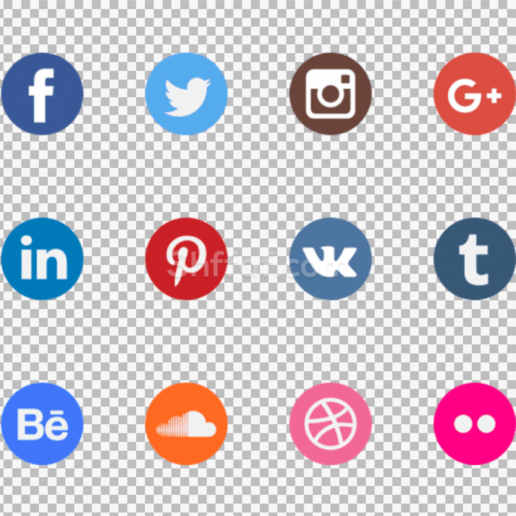 ايقونات شبكات اجتماعية ملونة social media color icons png