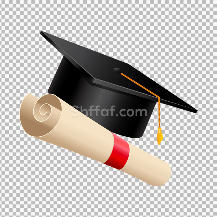 قبعة التخرج مع شهادة رسوم بدون خلفية graduation png