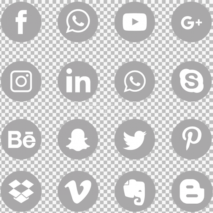 ايقونات الشبكات الاجتماعية خلفية رمادي social media icons gray png