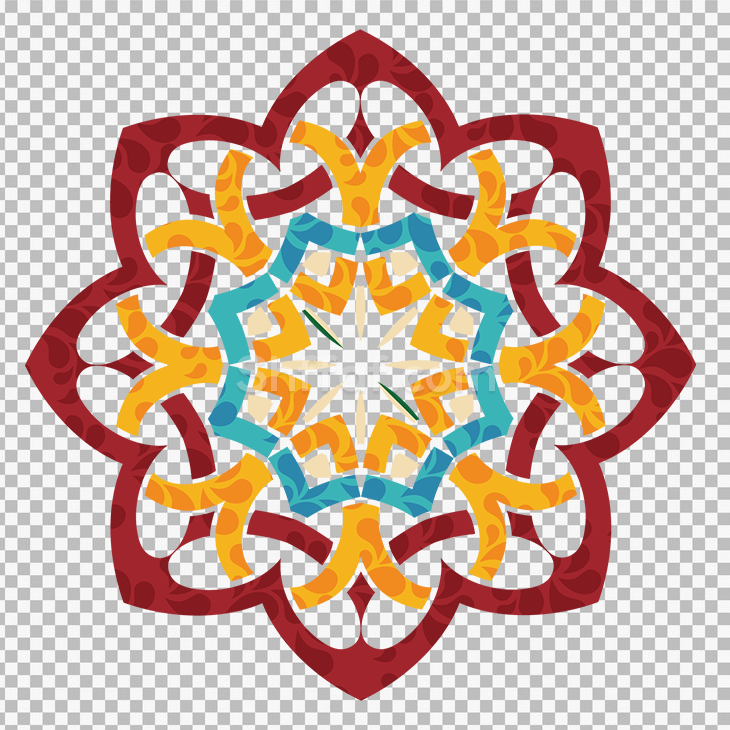 زخرفة اسلامية ملونة بدون خلفية modern islamic pattern shape png