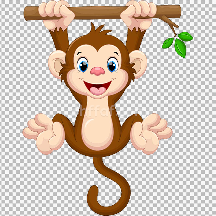 صورة قرد كرتون متعلق بغصن monkey cartoon cute png