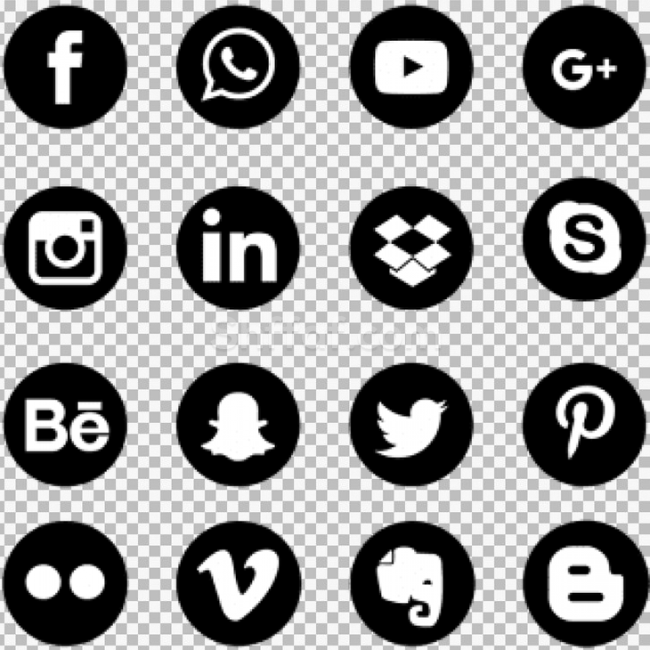 ايقونات الشبكات الاجتماعية خلفية اسود social media black cycle icons