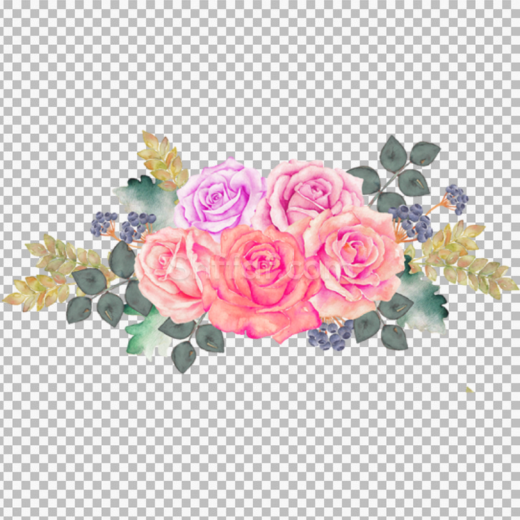 بوكيه ورود ملونة رسوم جميلة flowers colored art png