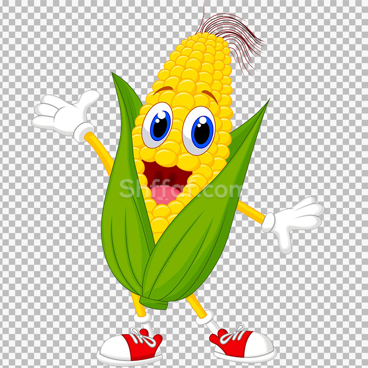 كوز ذرة رسوم متحركه بوجه corn face cartoon png