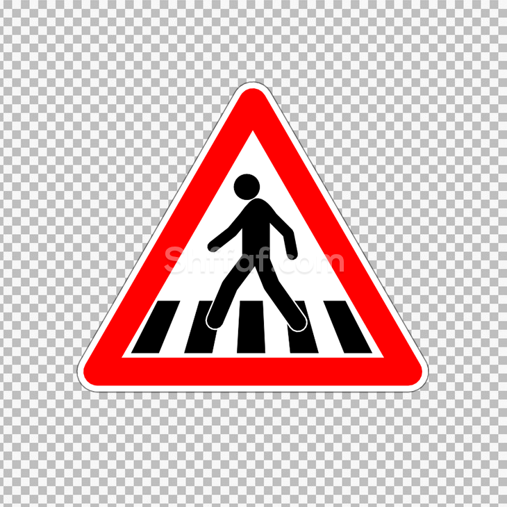 اشارة مرور تحذير ممر مشاة قريب crossing traffic sign png