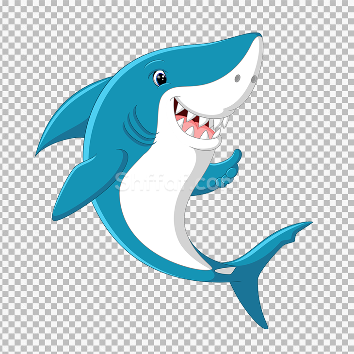 صورة قرش ازرق كرتون blue shark cartoon png