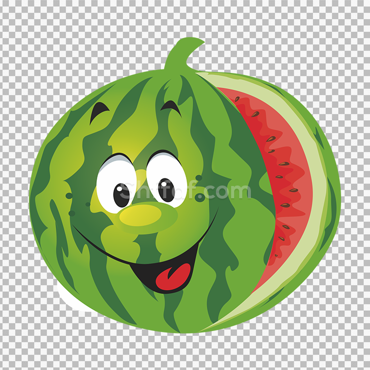 شكل بطيخة مع وجه رسوم watermilon cartoon vector png